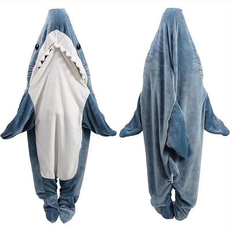 Wholesale Shark Cover Flannel Hooded Fleece Hooded Sweatshirt Animal Nice Fur Bags Wearable Cosplay Night costume for adults and children