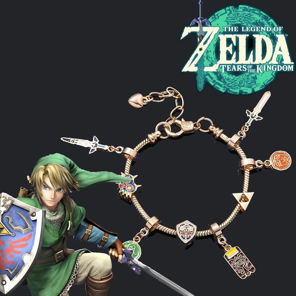 Zeldas Tears of The Kingdom Link Bracciale Pendenti Hylian Shield Master Spada Puntelli Cosplay Ventole Regalo per uomini Donne Gioielli