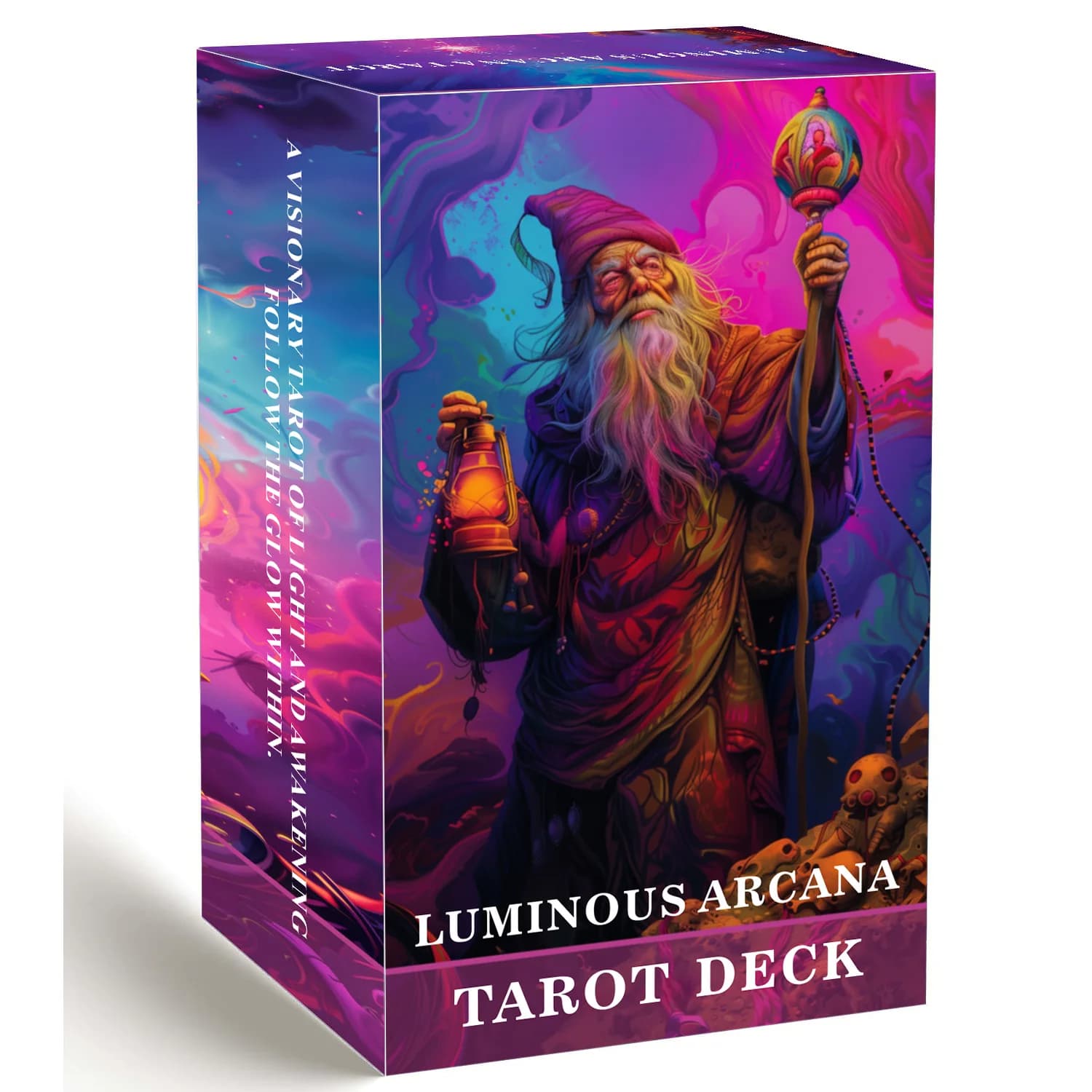 Mazzo di Tarocchi Luminous Arcana, 78 Carte Set Completo con Guida, Carte Tarocchi Mistiche e Visionarie in Carta Spessa 400GSM, Gioco da Tavolo Oracolo