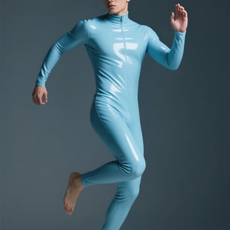 Catsuit in lattice di gomma Gummi Cosplay Costumi cosplay per feste puramente fatti a mano Tuta sportiva Blu