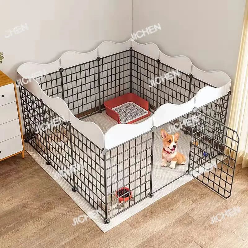 JC Recinzione per cani Recinzione per animali domestici da interno con toilette Gabbia per cani di piccola e media taglia con isolamento a combinazione libera