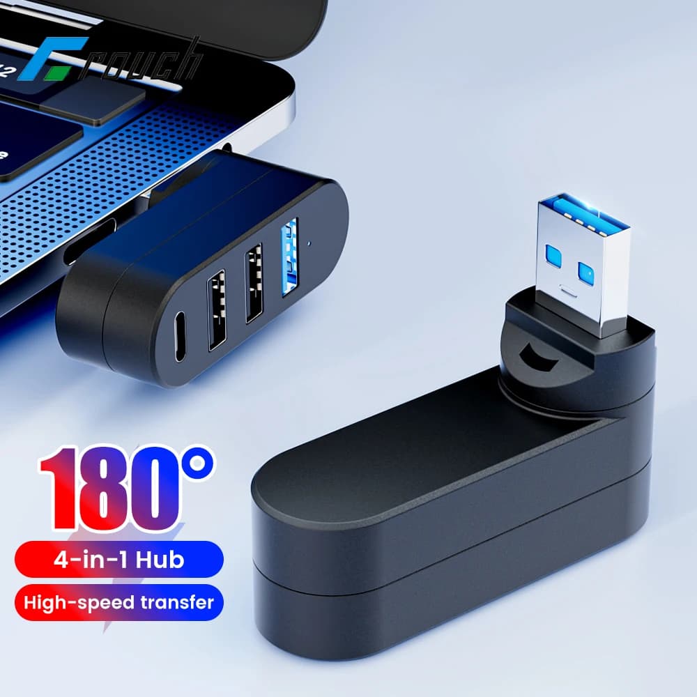 HUB con rotazione di 180 gradi Hub USB 3.0 2.0 Tipo C Trasferimento dati ad alta velocità U Splitter disco Adattatore per unità flash USB per PC portatile