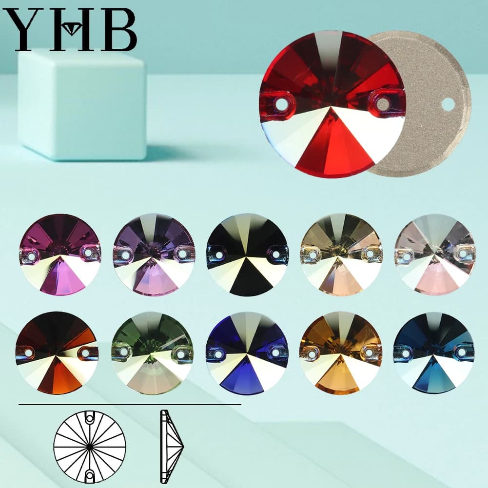YHB TR Rovoli Mist Satin Siam Glass Crystal AB Pietre da cucire Flatback Strass da cucire per abiti, vestiti, borse H6200