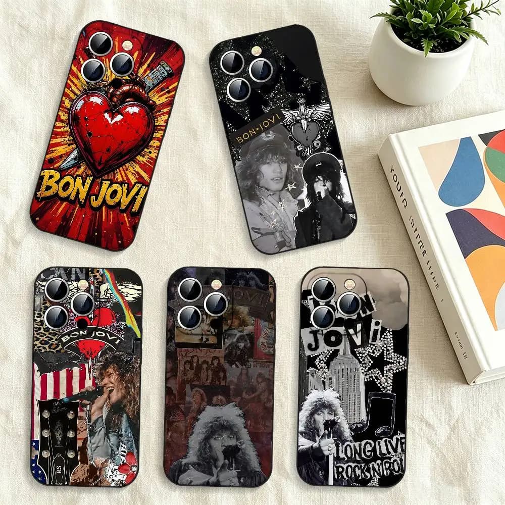 Band B-Bon Jovi Soft Silicone Shock Absorbing Phone Case For IPhone 17 16 15 14 13 12 11 Pro Max XS XR Mini Plus