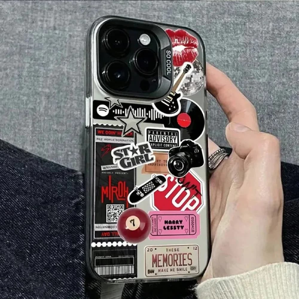 Sticker Label Element Phone Case For IPhone 17 16 11 13 Plus 12 14 15 Pro Max 16E 17 Air Soft Silicone Plating Phone Cover
