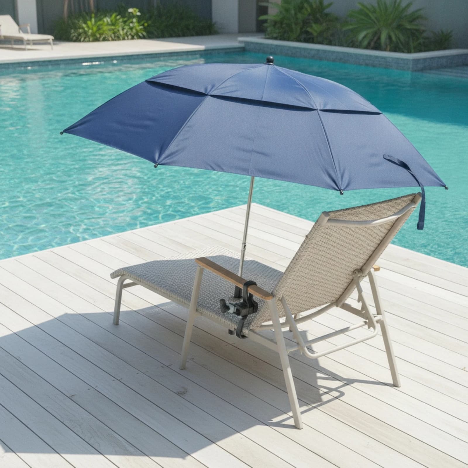 Chair Umbrella with Clamp Double-Canopy Beach Chair Umbrella Sun Shade Ventilated Windproof for Beachgoers, Camping, Patio