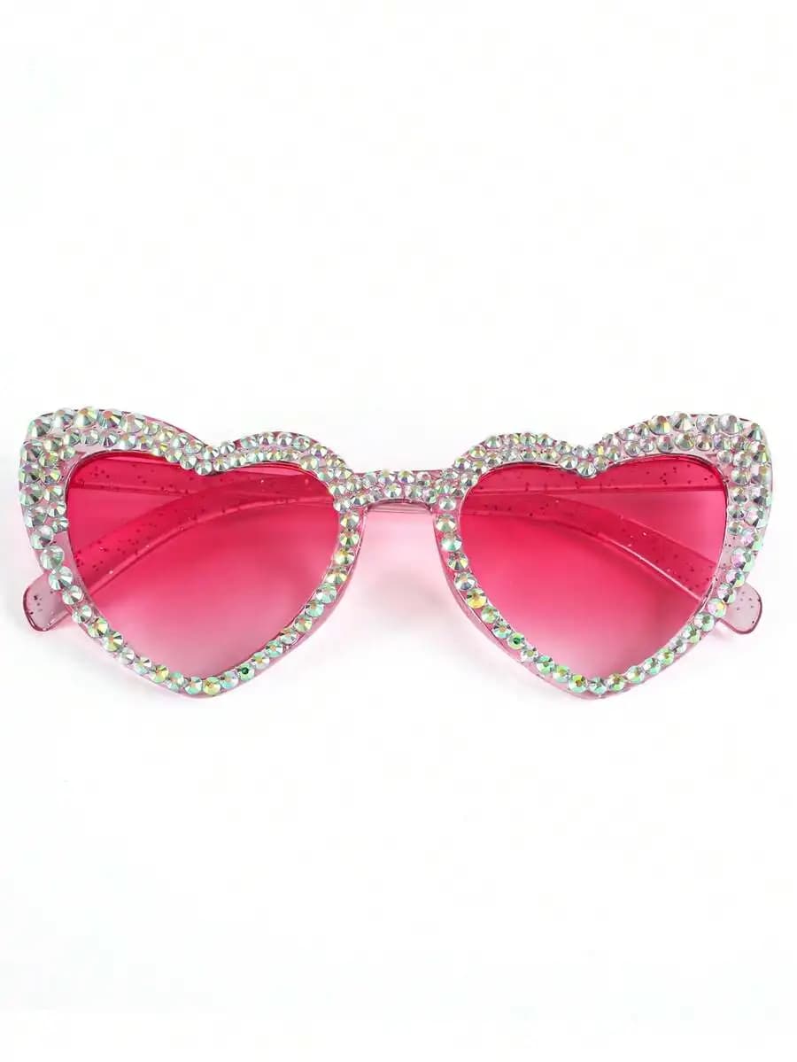 Heart-Shaped Rhinestone Ocean Themed Party Beach Fashionable Fashion Glasses Beach Accessories, Halloween Basics Fall Winter