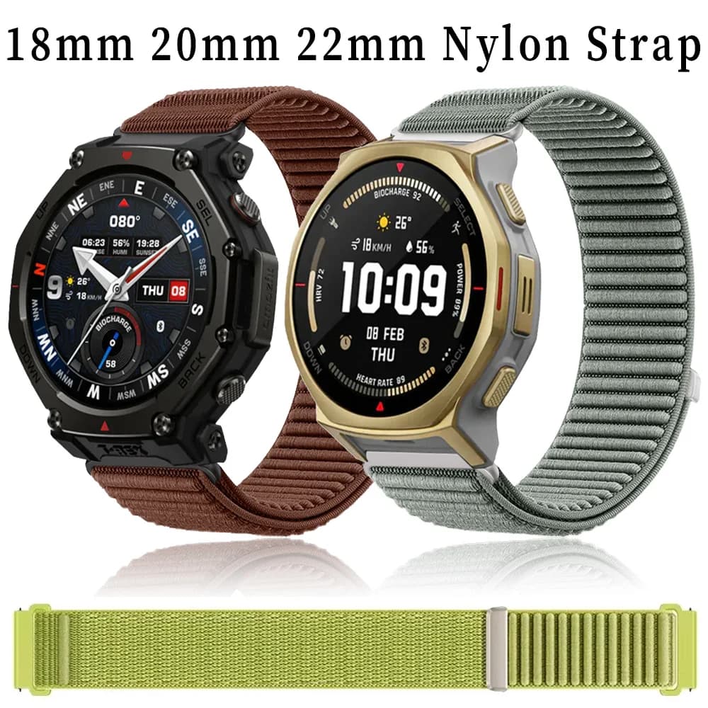 18mm 20mm 22mm cinturino in nylon intrecciato per Amazfit T-Rex3 Pro Helio Balance 2 Bip 6 cinturino sportivo Amazfit Active 2 braccialetto quadrato