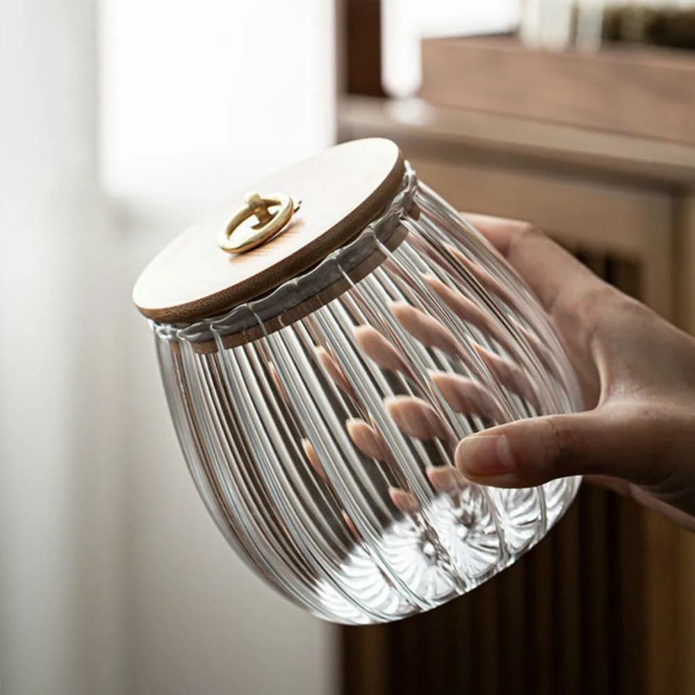 Beans Kitchen Candy Jars Storage Bottles Jar Glass Airtight Canister Wood Lid Containers Food Container