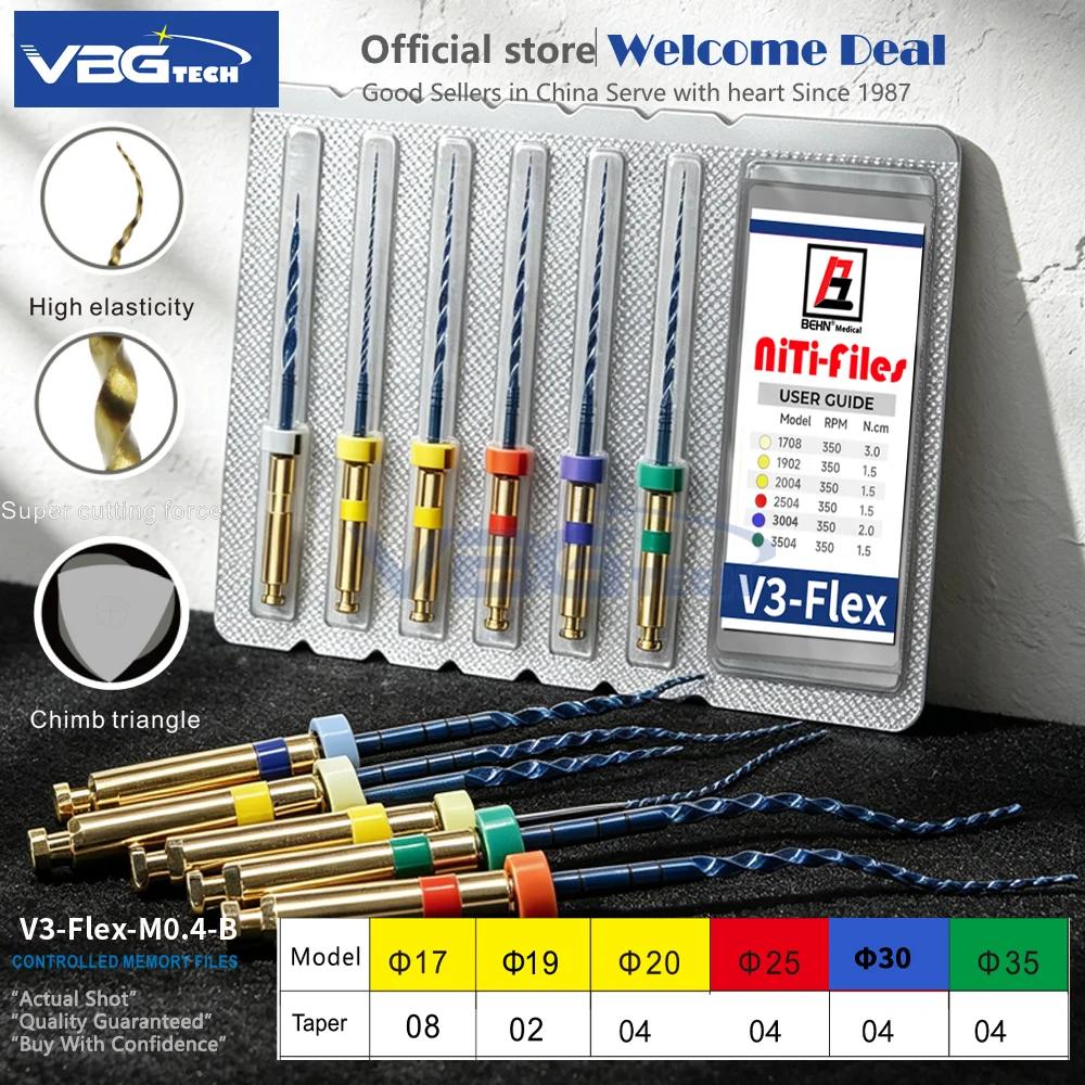 6Pcs/Pack 25MM Dental Heat Activated Endodontic Rotary Files E-Flex Endo Motor Matching Rotary Nickel Titanium Root Canal File
