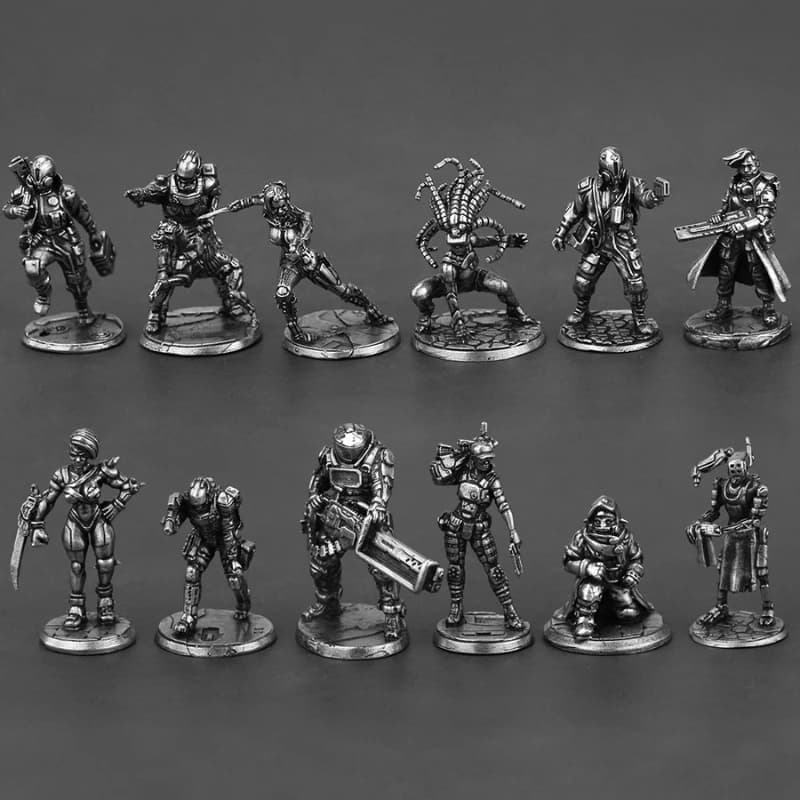 Ornamento statico metallo stile Cyberpunk Action Figures modello giocattoli gioco scacchi pezzi decorazione Desktop accessori in miniatura regalo