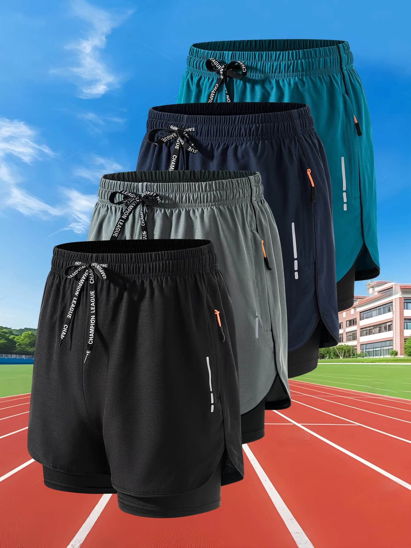 Pantaloncini da corsa estivi da uomo Fitness Allenamento in palestra Pantaloncini sportivi 2 in 1 Allenamento ad asciugatura rapida Pantaloncini da jogging a doppio ponte