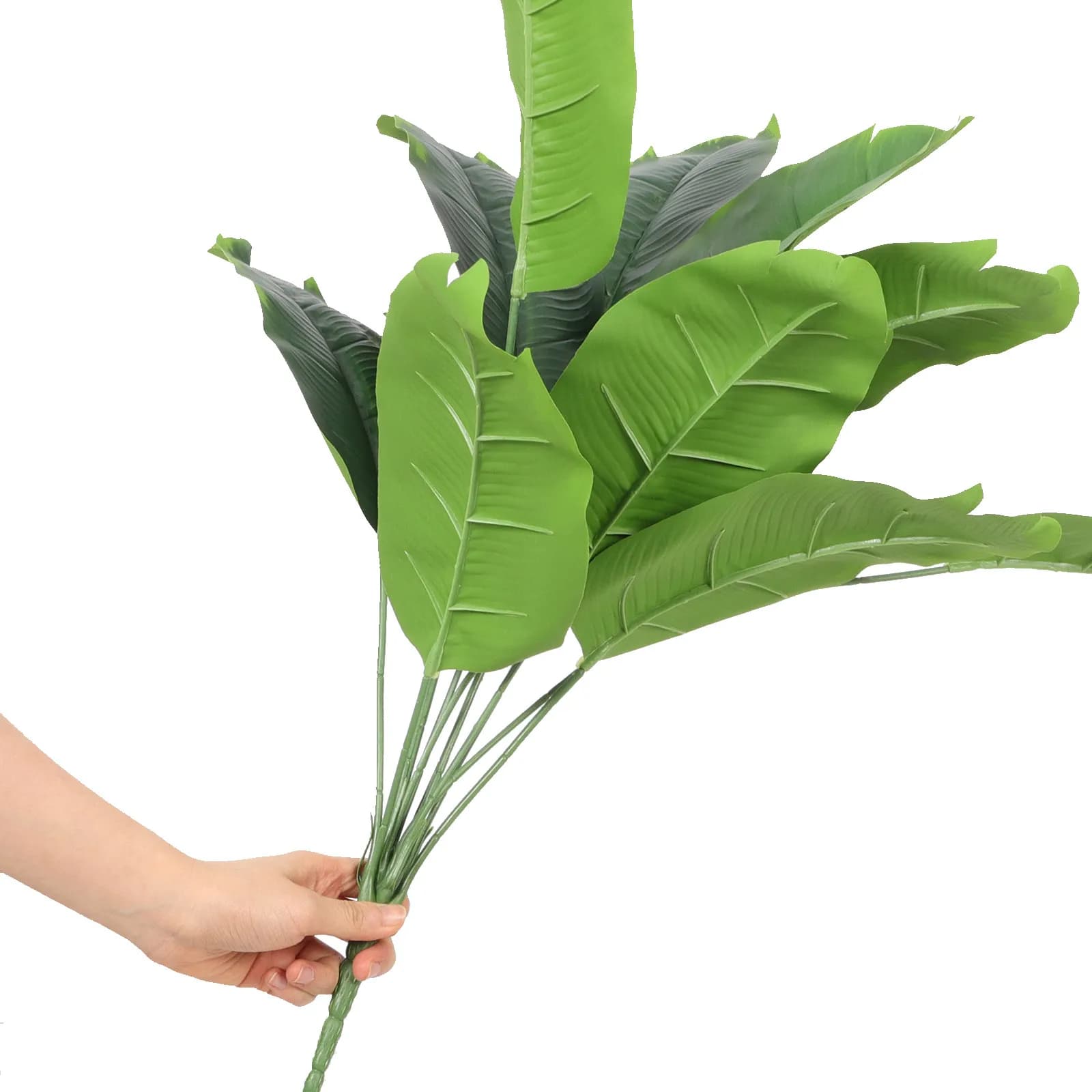 Realistic Artificial Plant in Banana Foil Shape Plastic, Fin Green Decoration for Home, Office, Living Room, Bedroom, Farm