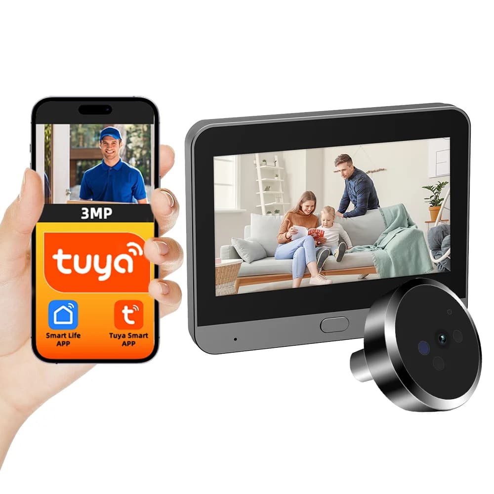 4.3 Inch IPS Screen 3MP Tuya APP Wifi Doorbell Wide Angle Visual Video Door Phone Peephole Viewer Door Camera