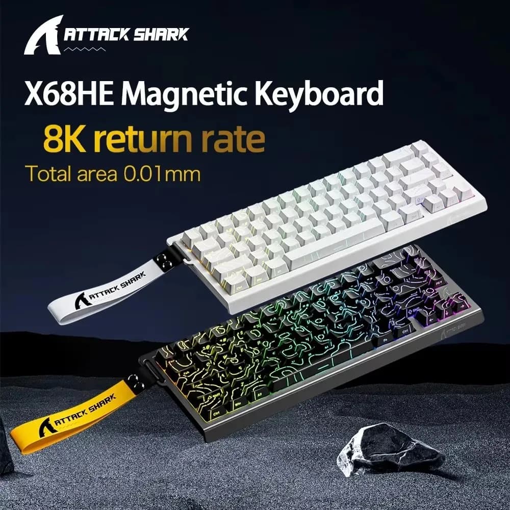 ATTACK SHARK X68HE Tastiera meccanica magnetica 8K Tastiera da gioco E-Sport a basso ritardo RGB 0,01 mm RT Precisione Accessori per PC Regalo