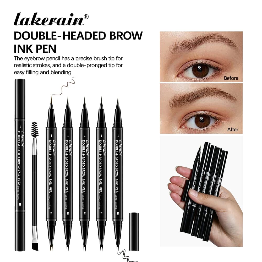 2 Fork Eyebrow Pencil Double-headed Brow Ink Eyebrow Pen Waterproof Liquid Eyebrow Pencil Long Lasting Women Eyebrow Cosmetics