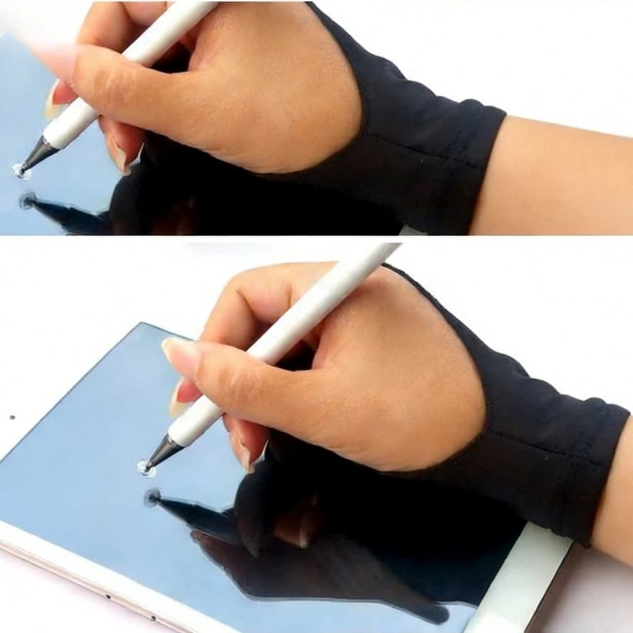 Artist Two-Finger Drawing Glove Anti Touch Screen Protector For Graphics Tablet Sketching Painting