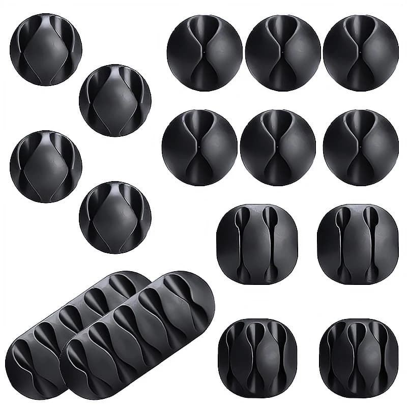 Clip Organizzatore per Cavi USB in Silicone, Clip Adesive Rotonde per Gestione Ordine Cavi di Ricarica e Fili su Scrivania, per Casa e Ufficio