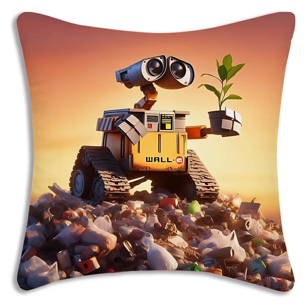 Fodere per cuscini a tema cartoni animati Disney WALL-E, decorazioni per divano, stampa fronte-retro, in peluche corto, graziose federe per cuscini