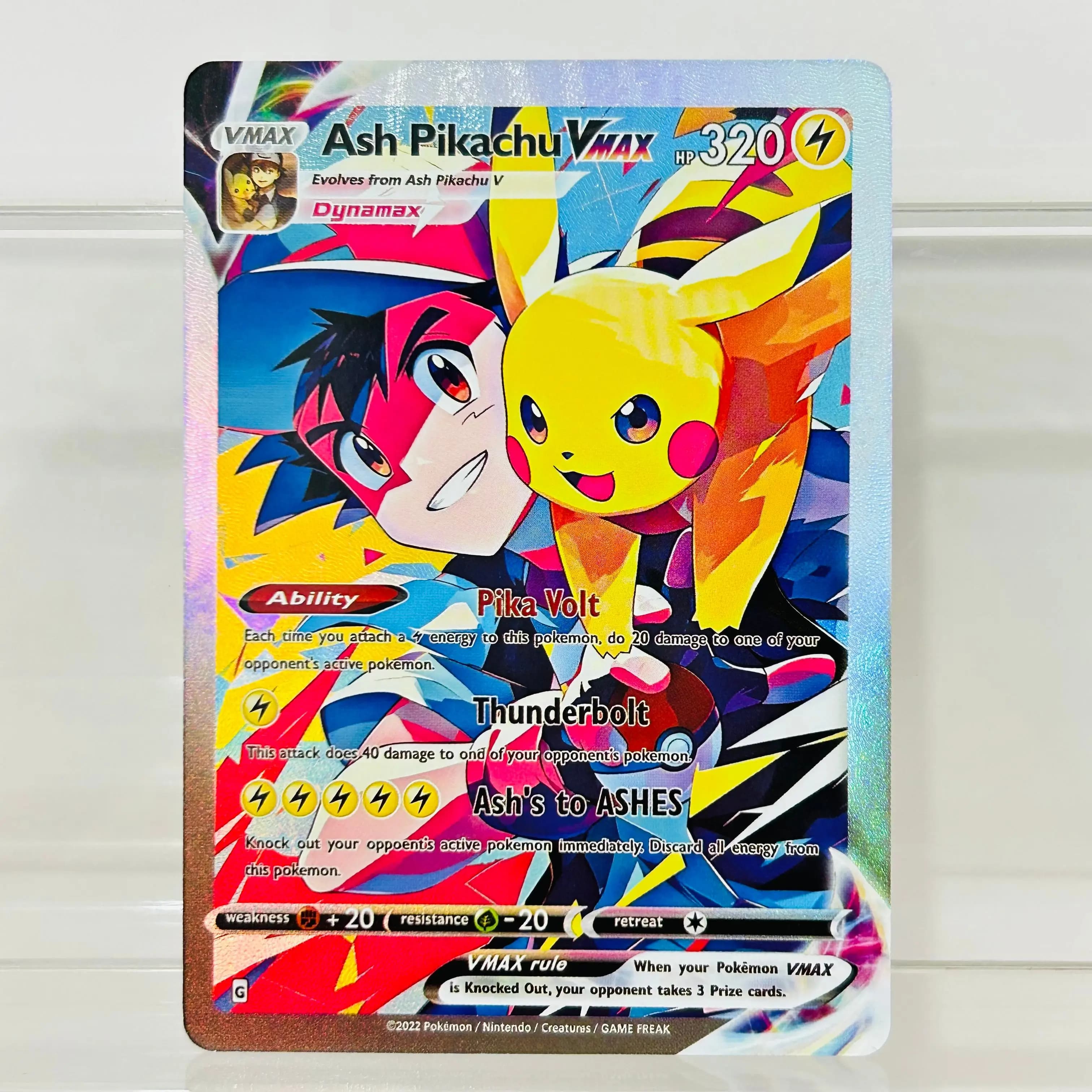 Ash VMAX English Version Collectible Grade DIY Foil Texture Nice Condition Premium Anime Collection Cards
