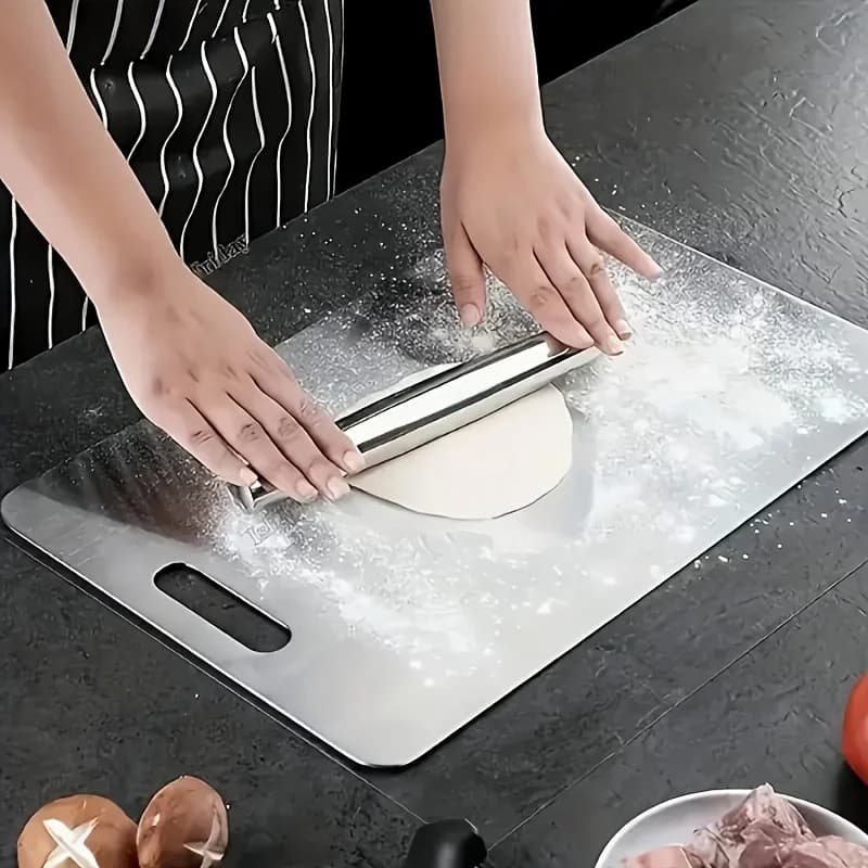 Stainless Steel Taglieri Set, Anti-slip Resistant Taglieri with Rubber Feet, Without BPA and Anti-rust for Meat and Vegetables