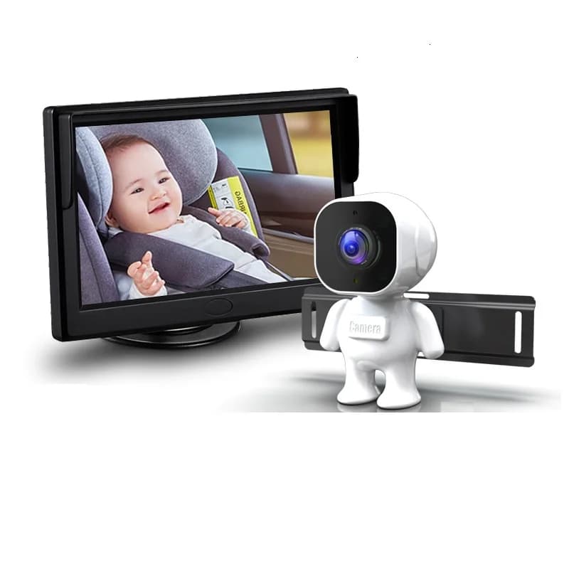 Schermo per monitor a specchio per bambini da 5,0 pollici con fotocamera a forma di robot adorabile per visione notturna