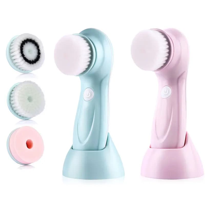 3 IN 1 Detergent Face Electric Brush for Face Cleaning Machine Spa Washing Machine Skin Care Massage Cleaning Black Dots Charging