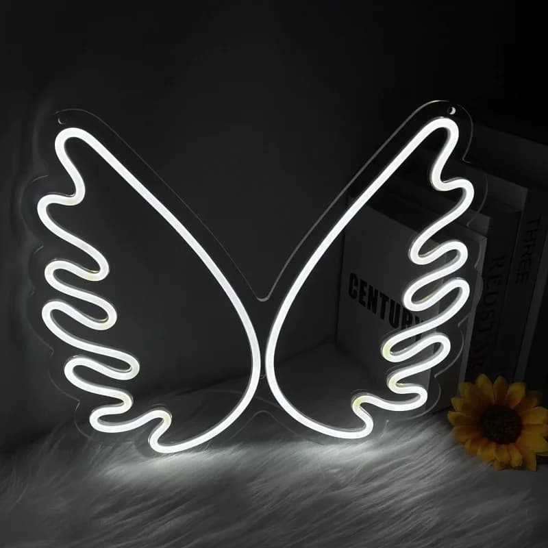 Insegna al neon a forma di ali, adatta per camera da letto, studio o spazio artistico, alimentata tramite USB, con interruttore dimmerabile