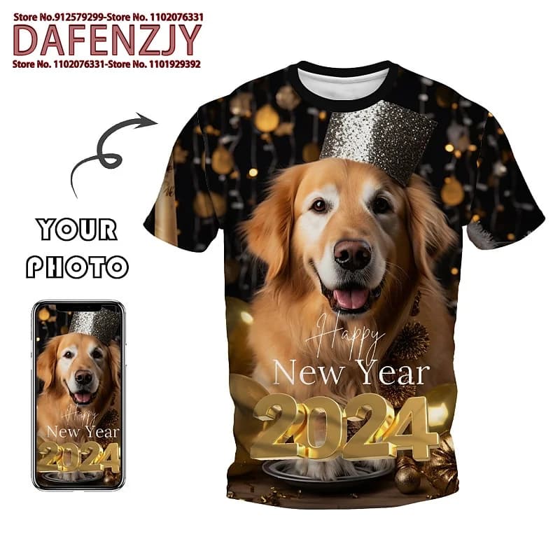 Personalizzato divertente Pet foto 3D All Over stampato T Shirt per uomo/donna moda Y2k Hip Hop manica corta Harajuku top Kid Girl Tee