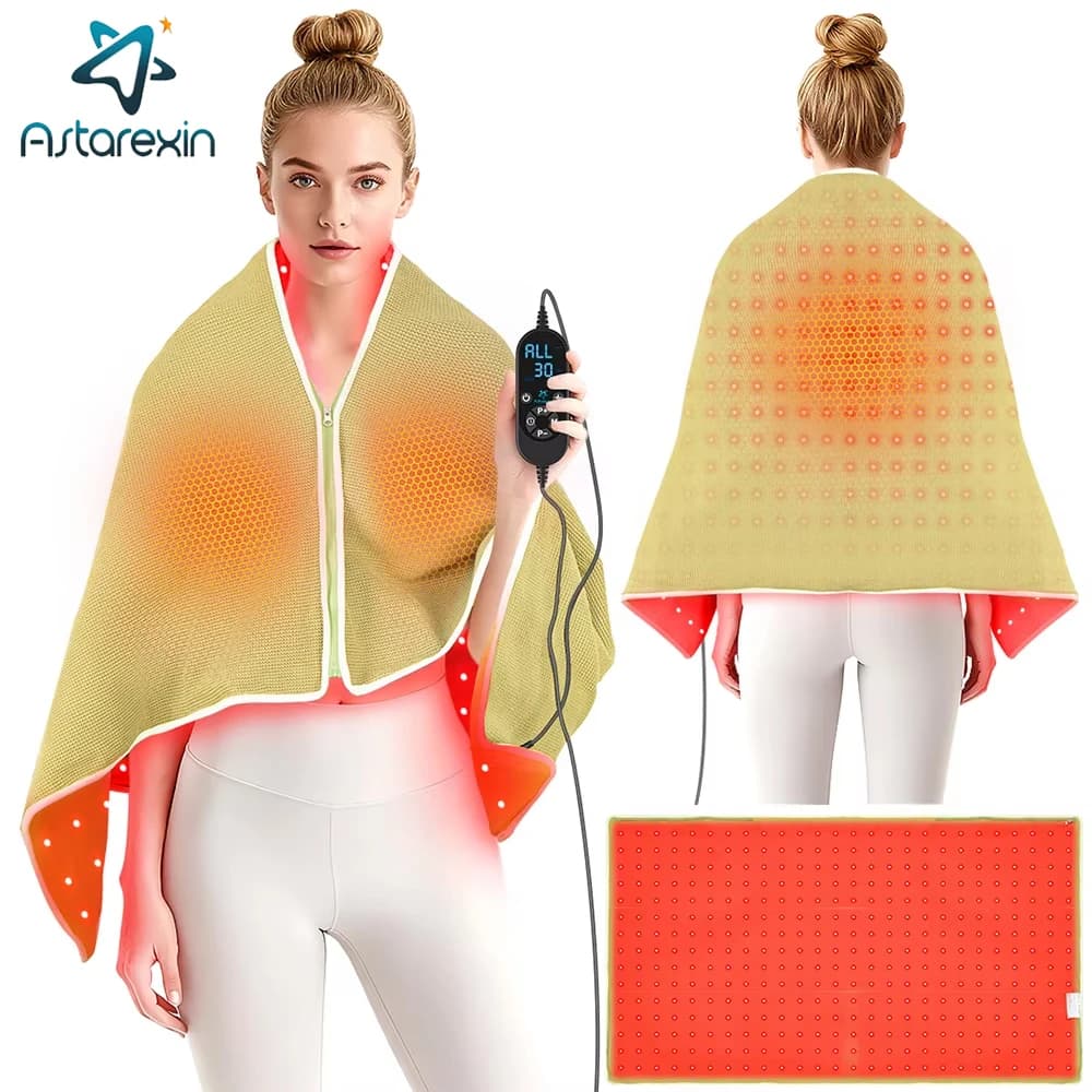 660nm Coperta per terapia della luce rossa Tenere al caldo Scialle riscaldante per dispositivo per il corpo Cuscino 850nm Luce a infrarossi Sollievo dal dolore muscolare Relax