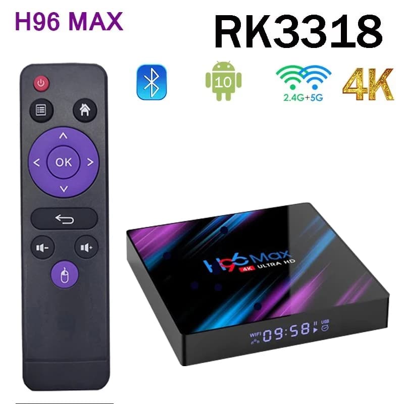 H96 Max Smart TV Box Set-Top Box Android 10 4GB 64GB 3D BT5.0 HD 4K iptv Media Player Rockchip 3318 Quad core TV Box