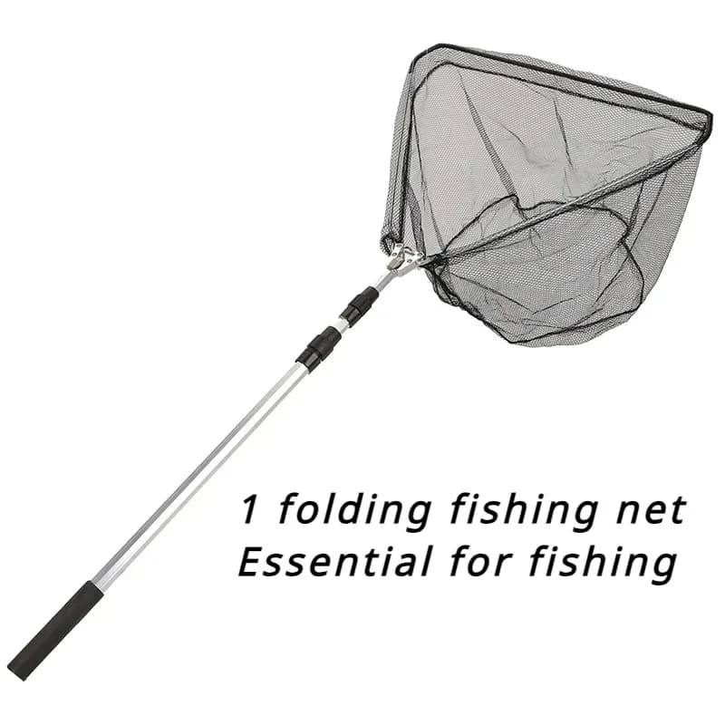 Portatile 150/170cm guadino telescopico canna da pesca pieghevole che estende la rete da pesca in rete di mare per la pesca a mosca