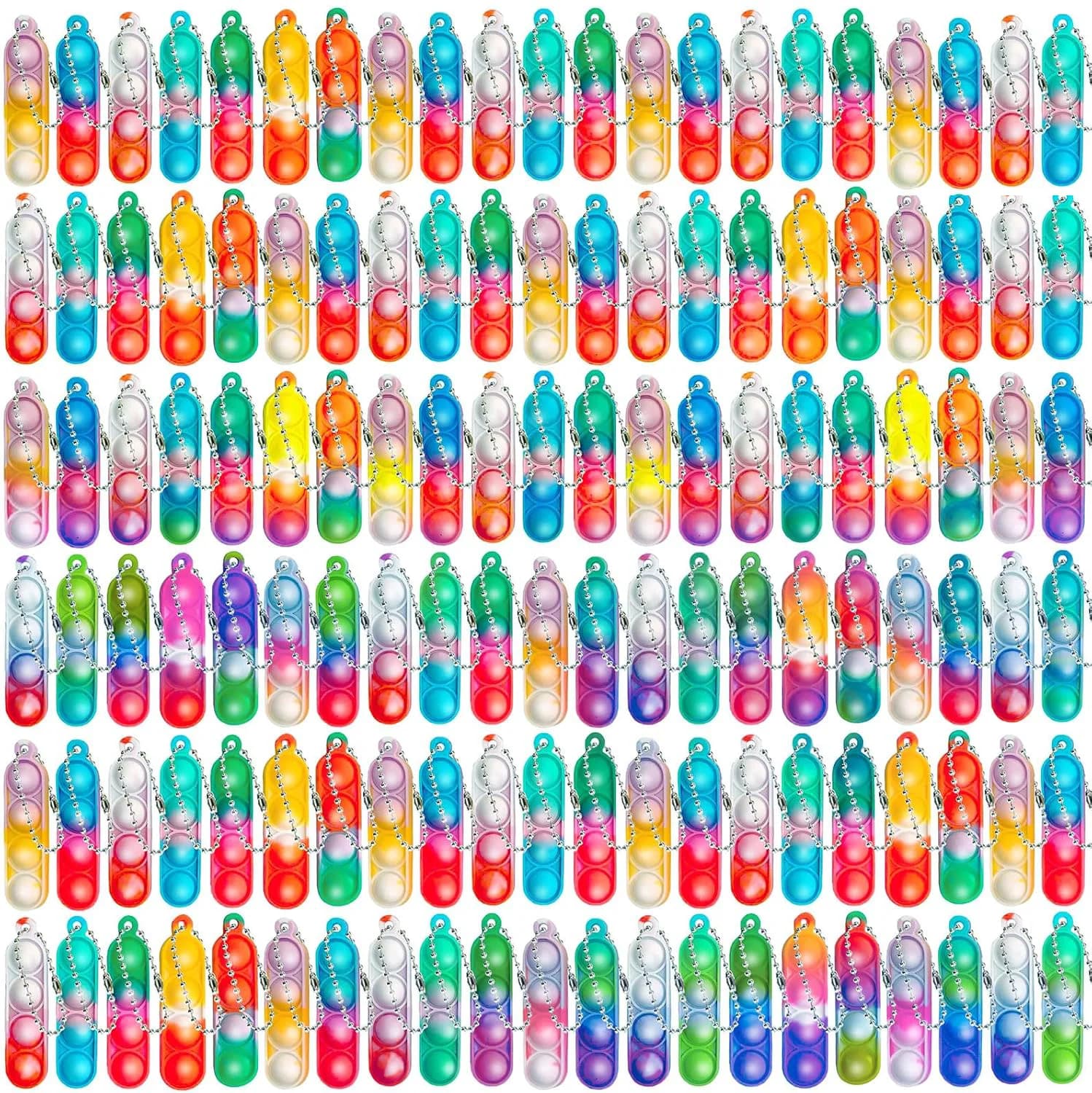 10/20/30/80/150 pcs Bulk Mini Pop Fidget Toys Kids Sensory Keychain Party Favors Toddler Birthday Carnival Bag