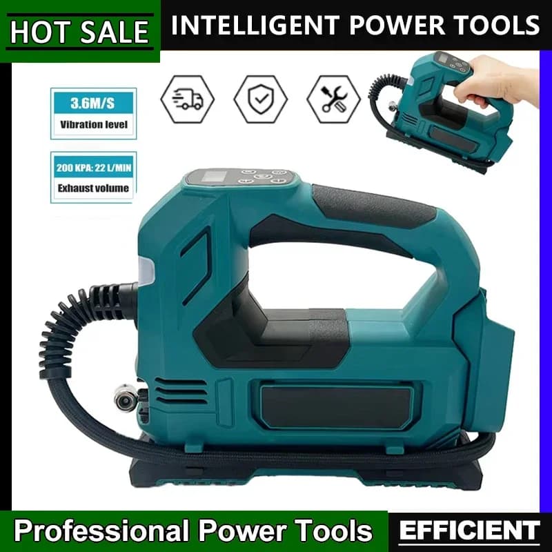 Compressore d'aria portatile senza fili Makita per pneumatici di auto, biciclette e palloni, pompa elettrica a batteria da 18V, compressore d'aria portatile.