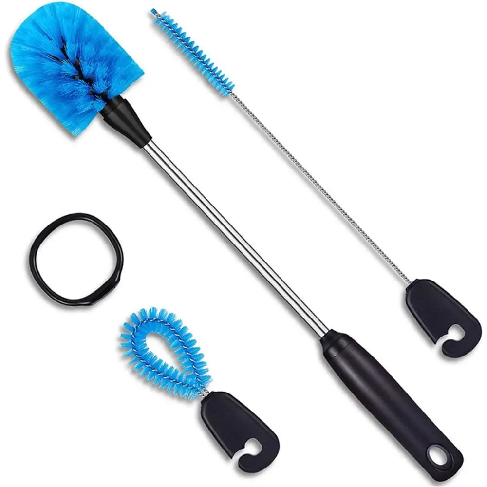 Stainless Steel Water Bottle Cleaning Brush Set Resuable Flexible Long Handle Bottle Cleaner Set Soft Hair Blue Home