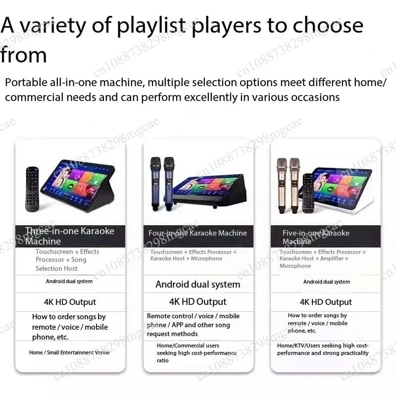 Multifunctional 4-in-1 Karaoke Machine for Home KTV with Amplifier, Reverb, Bluetooth and Built-in Song System