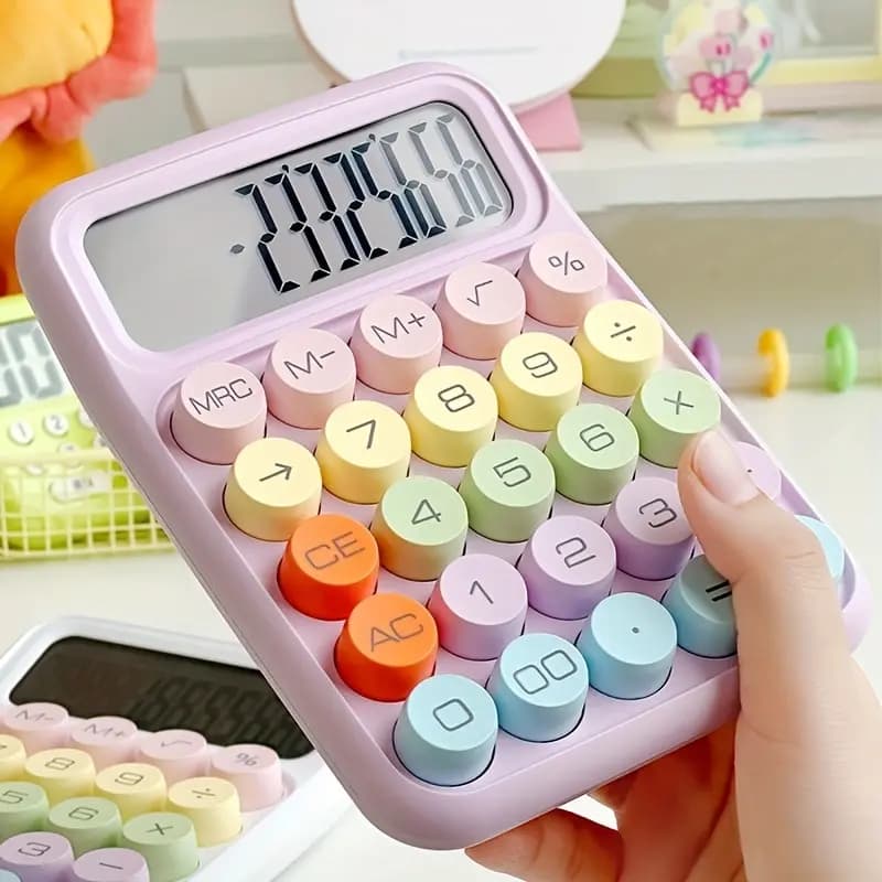 12 Cifre Table Calculator, Design Cute in Pastel Colors, Office Accessories and Chancellery