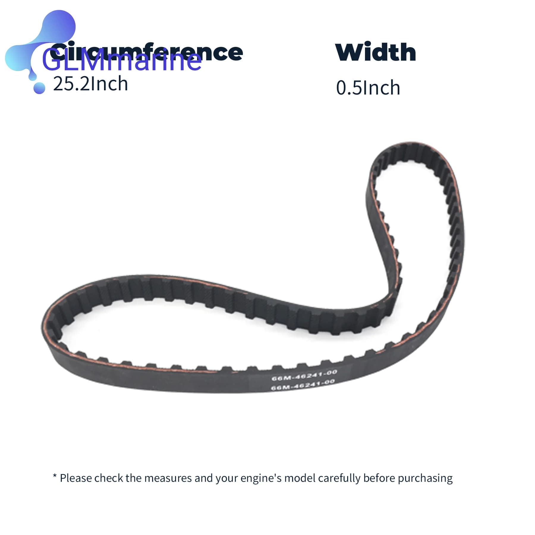Timing Belt 835392 Compatible with Yamaha Mercury 4 Stroke 8 9.9 13.5 15 HP Marine Outboard Engines 66M-46241-00 18-15137