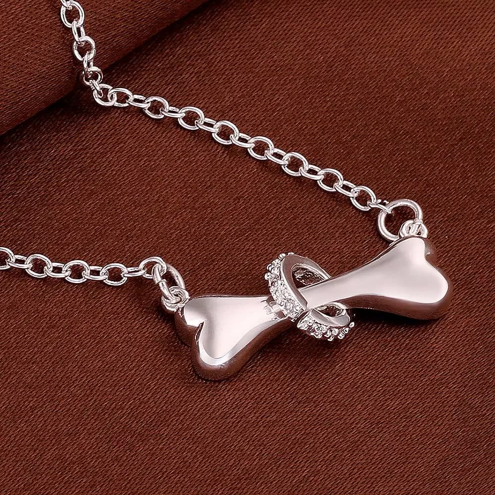 Collane con ciondolo a forma di osso di cane in argento sterling 925 con cristalli, per donna e uomo, gioielli alla moda per feste, matrimoni e regali per le vacanze