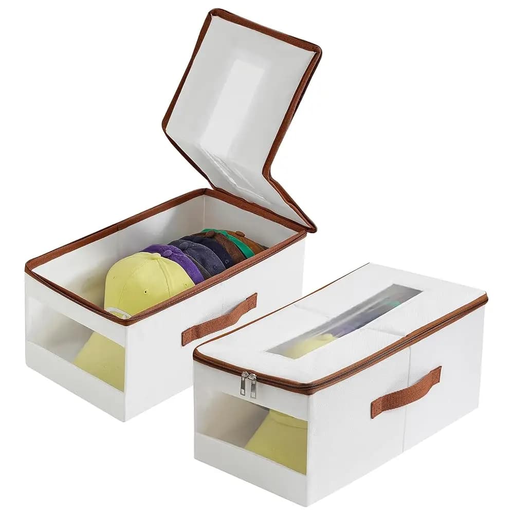 Organizzatore impilabile per cappellini da baseball, contenitore porta cappelli per armadio, contiene fino a 12 cappellini con finestra trasparente.