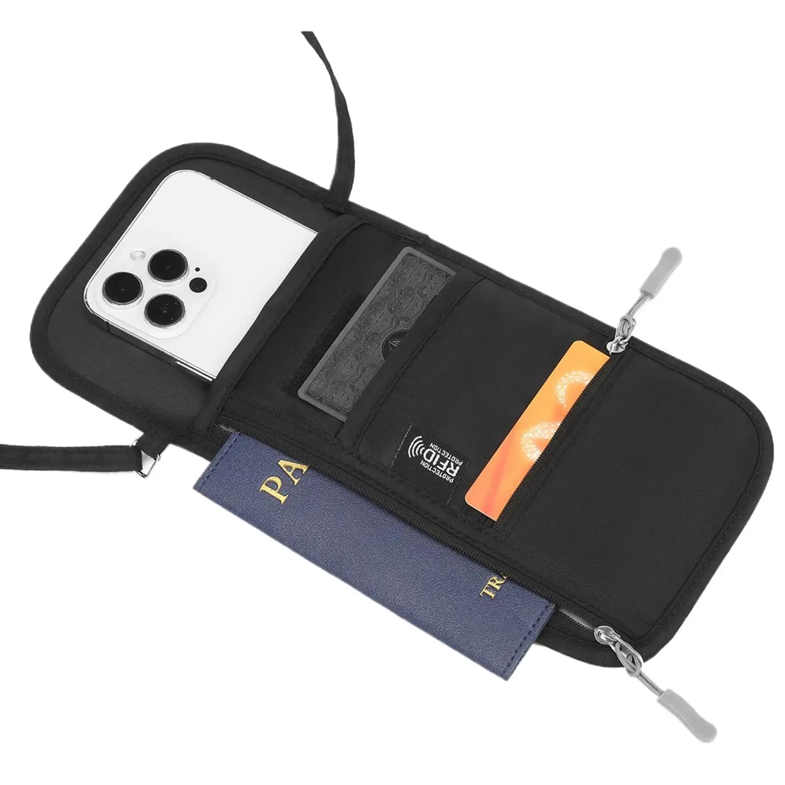 Borsa porta documenti antifurto portatile Porta passaporto multifunzione Porta biglietti Borsa per carte Borsa a tracolla per cellulare antifurto