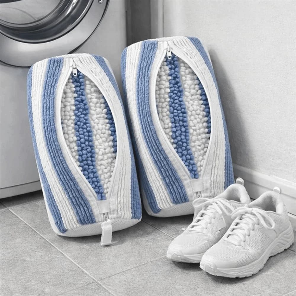 Washer Bag Polyester Shoes with Soft Buckle, Shoe Protection with Hinge, Cylinder Bag Protective for Laundry, for Casual Shoes