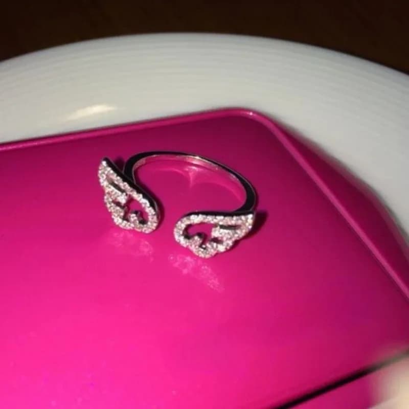 Anello con Ali d'Angelo in Stile Coreano, Regolabile con Strass, per Donne e Ragazze, Gioiello in Zirconio per Feste e Compleanni