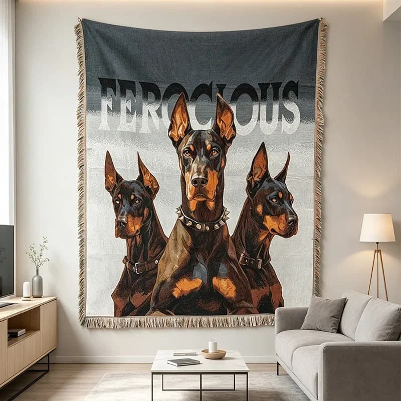 Doberman Knitted Blanket for Four Seasons Universal Home Travel Camping Office Decor Multi-purpose Blanket Tapestry Sofa Mat