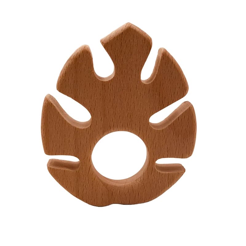 Kissteether Accessori per massaggiagengive per allattamento per bambini Legno di faggio Foglia di banana Giocattolo sensoriale per uso alimentare Ciondolo per gioielli per dentizione fai da te