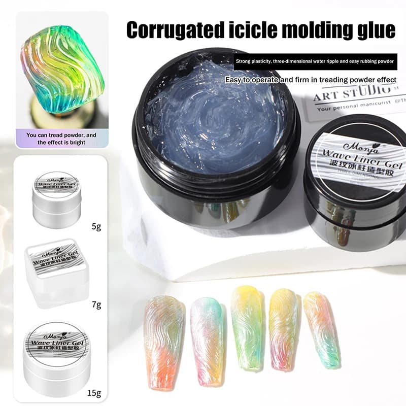 1pc 3D transparent nail glue nail polish gel painting with chromed nail powder for improvement of nail carving artistic creation DIY