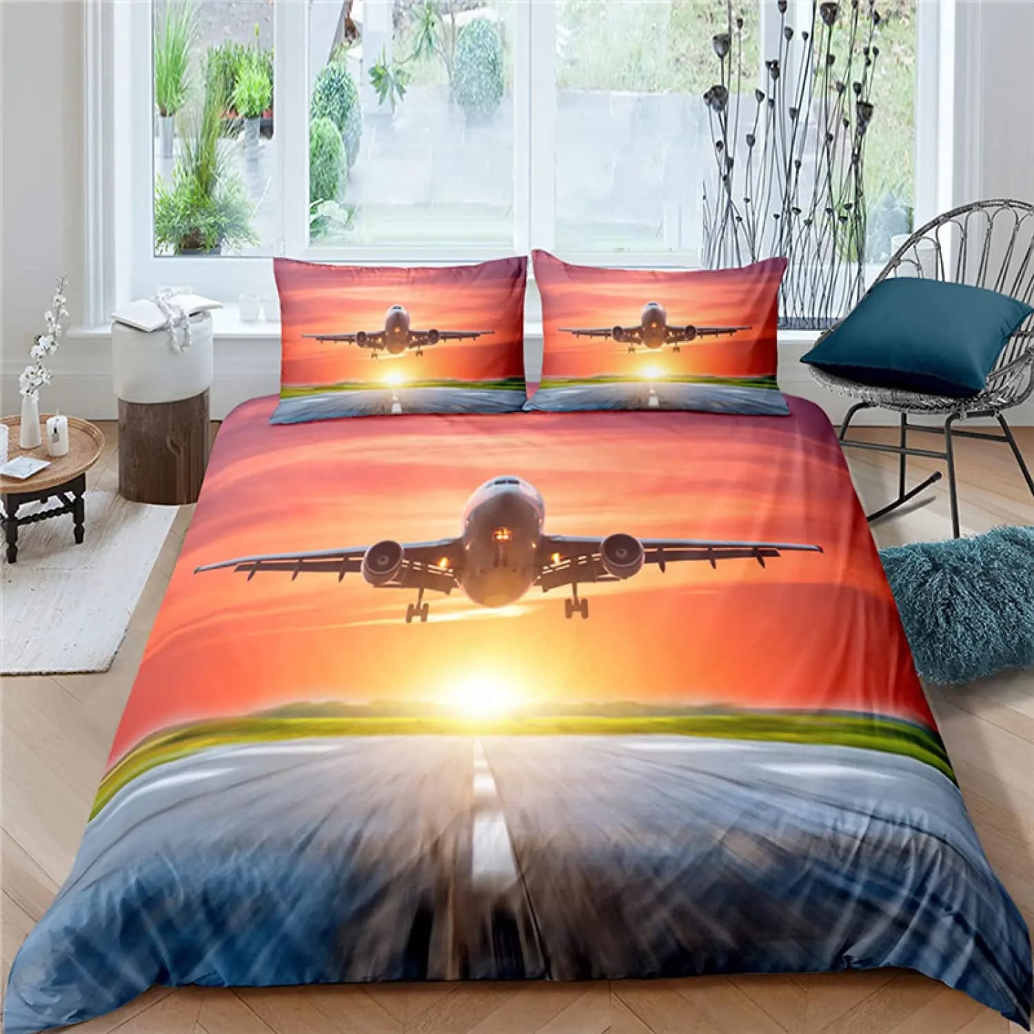 Set copripiumino per aereo Copripiumino in poliestere Sky Cloud per bambini Adolescenti Set biancheria da letto per adulti King Queen Size con federa