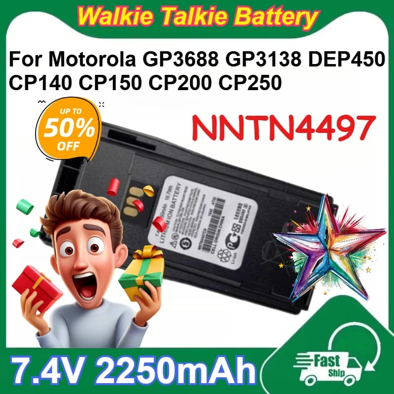 Batterie al Litio 7.4V 2250mAh per Walkie Talkie Motorola GP3688 GP3138 DEP450 CP140 CP150 CP200 CP250 NNTN4497
