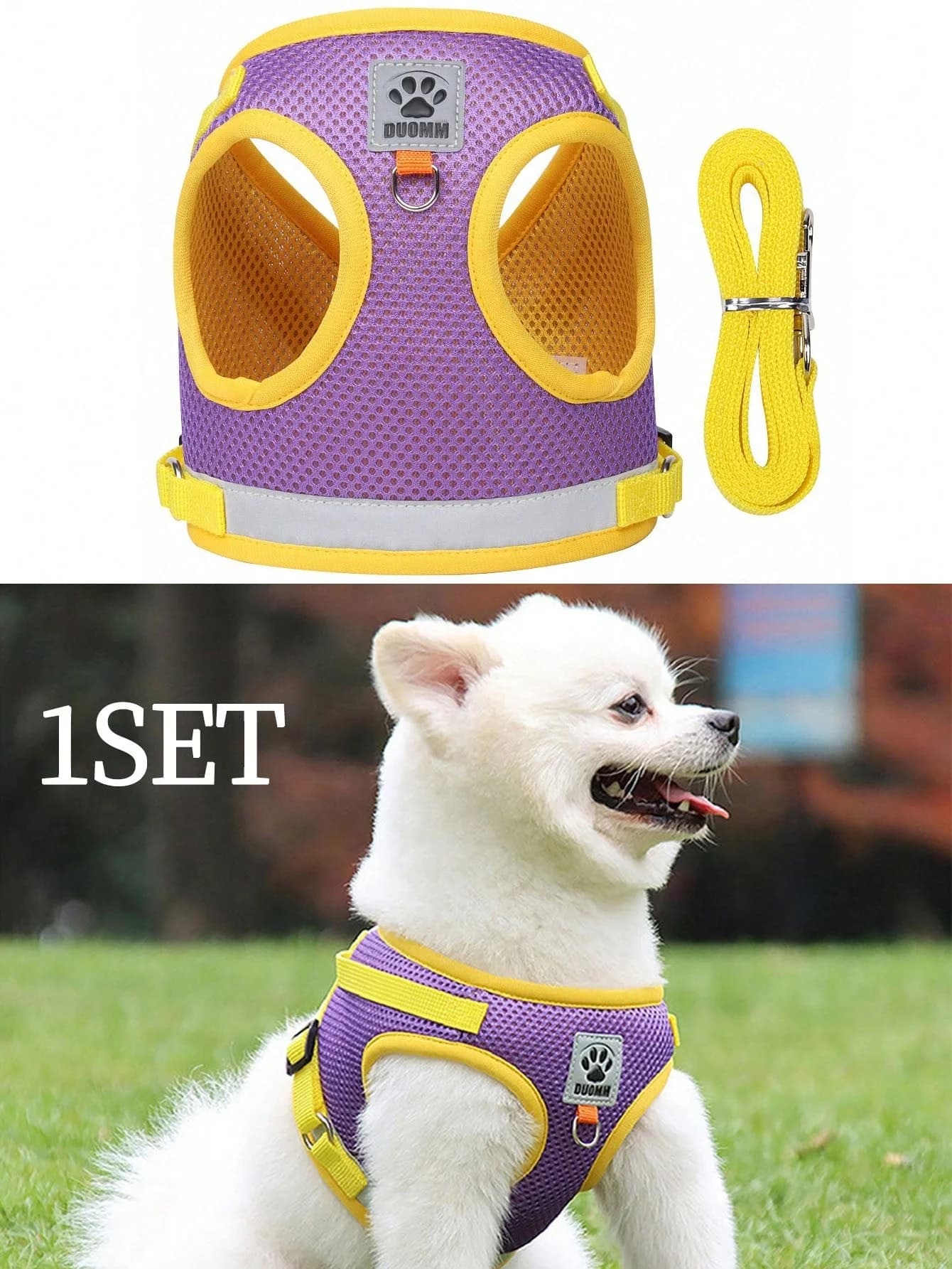 1 set Pettorina per cani Maglia morbida Gilet regolabile Pettorine a prova di fuga Facile controllo Giacca con strisce riflettenti traspiranti per piccole me
