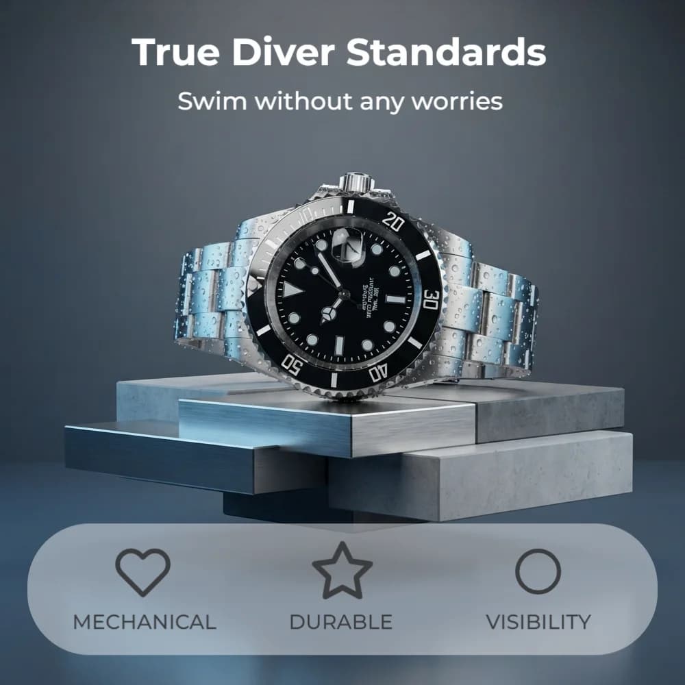 #904L Sapphire glass men's watch Japanese quartz movement ceramic bezel 904L stainless steel case 50m waterproof men's swimming